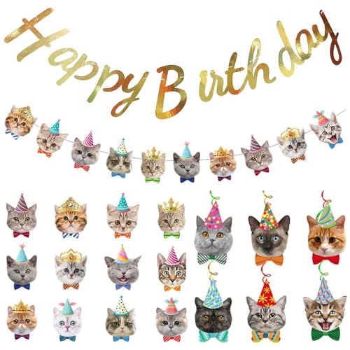 OVDGWC 1 Set Katze Geburtstagsanzug, Spiral Cat Birthday Flag Dekoration, Hintergrundhängeverzierung, Alles Gute Zum Geburtstag Banner, Haustierkatze Geburtstagsfeier Dekoration OVDGWC 1 Set Katze Geburtstagsanzug, Spiral Cat Birthday Flag Dekoration, Hintergrundhängeverzierung, Alles Gute Zum Geburtstag Banner, Haustierkatze Geburtstagsfeier Dekoration von OVDGWC