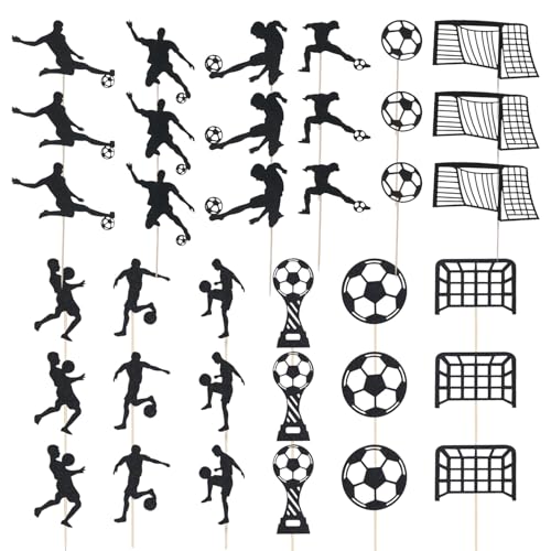 OVDGWC 6 Sets Von Fußball -Themen -Plugins, Creative Boy Soccer Cake -Plugins, Lustige Cupcake -Topper, Kindergeburtstagsfeierkuchendekoration von OVDGWC