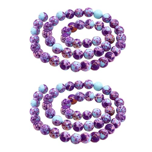 OVDGWC Ungefähr 94 Schmuckperlen, 8 Mm Blaue Und Lila Runde Perlen, DIY -Schmuckperlen, Bastelperlen, Steinperlen, Halskettenarmbandzubehör von OVDGWC