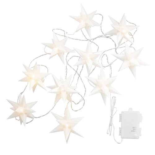 OVILUM Stern Lichterkette 3D mit LED Beleuchtung | 10 Sterne | weiß | Ø 12 cm | 3D Stern mit 15 Spitzen | wetterfest | Garten Deko, Wohnzimmer, Weihnachtsdeko | mit Timer | batteriebetrieben OVILUM Stern Lichterkette 3D mit LED Beleuchtung | 10 Sterne | weiß | Ø 12 cm | 3D Stern mit 15 Spitzen | wetterfest | Garten Deko, Wohnzimmer, Weihnachtsdeko | mit Timer | batteriebetrieben von OVILUM