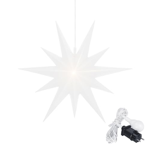 OVILUM Leuchtstern 2D mit LED Beleuchtung | weiß | |Ø 57 cm| 2D Stern | wetterfest | Garten Deko, Wohnzimmer, Weihnachtsdeko | Weihnachtsstern | mit Timer | 7,5m Zuleitung OVILUM Leuchtstern 2D mit LED Beleuchtung | weiß | |Ø 57 cm| 2D Stern | wetterfest | Garten Deko, Wohnzimmer, Weihnachtsdeko | Weihnachtsstern | mit Timer | 7,5m Zuleitung von OVILUM