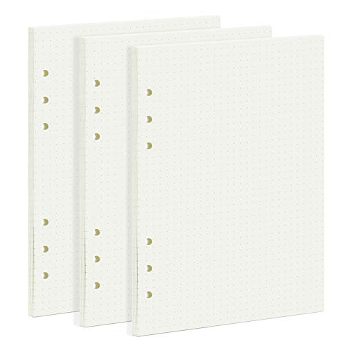 135 Blätter A5 Gepunktetes Papier, OVISEEN 6 Löcher A5Nachfüllpapier Nachfüllbare Refill Paper Nachfülleinlagen für Notizbuch, Tagbuch, Skizze, Malerei(3 Packungen) von OVISEEN