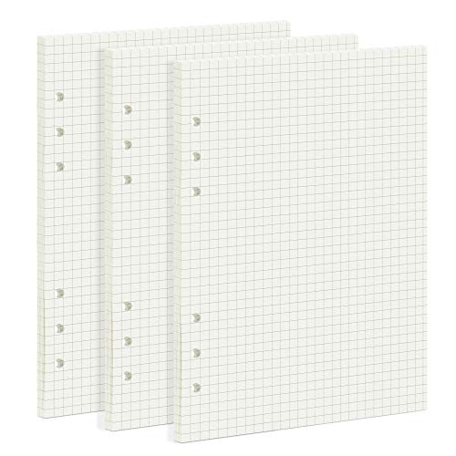 135 Blätter A5 Papier Kariert, OVISEEN 6 Löcher A5Nachfüllpapier Nachfüllbare Refill Paper Nachfülleinlagen für Notizbuch, Tagbuch, Skizze, Malerei(3 Packungen) von OVISEEN