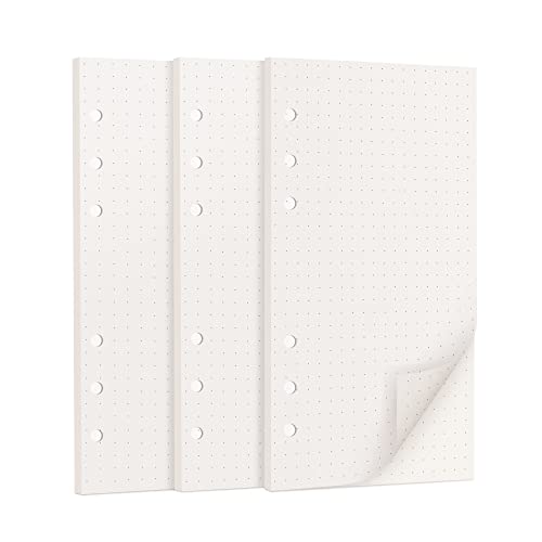 OVISEEN Blätter A6 Papier Gepunktet, 6 Löcher A6 Refill Nachfülleinlagen Loose Notizpapier A6 Refill Paper für 6 Ring Binder Notizbuch, Tagbuch, Skizze, Malerei 5mm gepunktete von OVISEEN