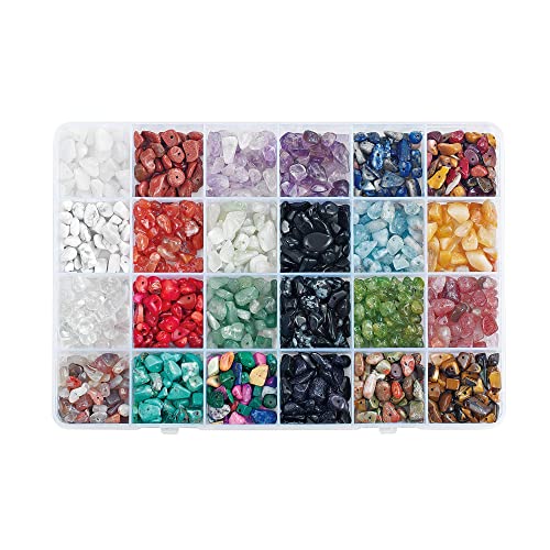24 Farben Edelstein-Chips Perlen Natürliche Unregelmäßige Geformter Nugget Lose Perlen Energie Stein für Schmuck Die Schmuckherstellung von OVISEEN