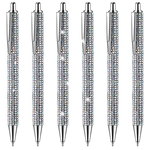 OVNSHVN 6 Stück Niedliche Stifte Bling Diamant Weihnachten Strass Geschenk Silber Metall Kugelschreiber Fantasie Glänzend Kristall Stifte B von OVNSHVN