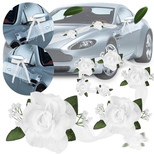 OVNSHVN Hochzeitsauto-Dekoration Set, 10-teilig, 180 cm Tüll, Blumen, Schleifen, Polyester OVNSHVN Hochzeitsauto-Dekoration Set, 10-teilig, 180 cm Tüll, Blumen, Schleifen, Polyester von OVNSHVN