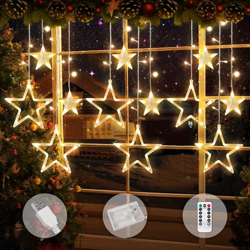 OVOISSTIY Lichterkette Sternenvorhang, 3.5M Ramadan Lichterkette Sterne Fenster 8 Modi, Fenstervorhang Lichter Mit Memoryfunktion Remote für Ramadan Fest Party Hochzeit OVOISSTIY Lichterkette Sternenvorhang, 3.5M Ramadan Lichterkette Sterne Fenster 8 Modi, Fenstervorhang Lichter Mit Memoryfunktion Remote für Ramadan Fest Party Hochzeit von OVOISSTIY
