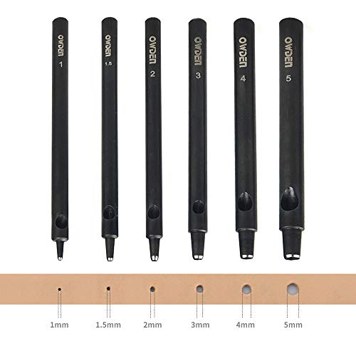 OWDEN Professioneller Lochstanzer aus Leder, Größe: 1,0 - 5,0 mm, für Ledergürtel, Uhrenarmbänder und Lederbanddichtung. Inklusive Mini-Schneidematte OWDEN Professioneller Lochstanzer aus Leder, Größe: 1,0 - 5,0 mm, für Ledergürtel, Uhrenarmbänder und Lederbanddichtung. Inklusive Mini-Schneidematte von OWDEN
