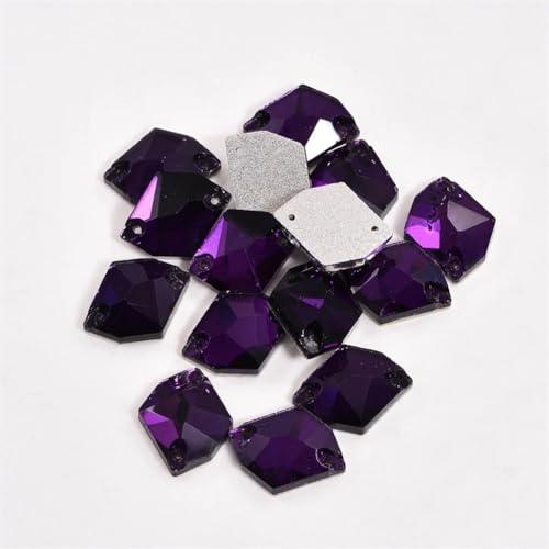 Cosmic Strasssteine zum Aufnähen, flache Rückseite, Glas, Nähperlen, Glitzer, Strass, Nähperlen zum Basteln, DK, Amethyst, 17 x 21 mm, 15 Stück Cosmic Strasssteine zum Aufnähen, flache Rückseite, Glas, Nähperlen, Glitzer, Strass, Nähperlen zum Basteln, DK, Amethyst, 17 x 21 mm, 15 Stück von OWEIEYEU