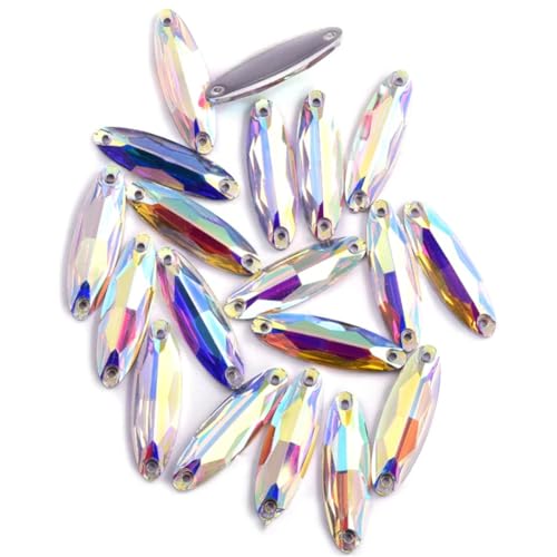 Flache Rückseite Steine zum Aufnähen, Kunstharz, zum Nähen, für Hochzeit, Party, Kleidung, Schuhe, Dekoration, 7 x 21 mm, 100 Stück Flache Rückseite Steine zum Aufnähen, Kunstharz, zum Nähen, für Hochzeit, Party, Kleidung, Schuhe, Dekoration, 7 x 21 mm, 100 Stück von OWEIEYEU