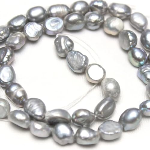 OWEIEYEU 9 x 6–7 mm große, unregelmäßige Süßwasserperlen für Armband, Halskette, Schmuck, Grau, 48 Perlen von OWEIEYEU