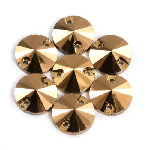 Rivoli Runde Strasssteine zum Aufnähen, goldfarben, flache Rückseite, zum Nähen, Glasperlen für Hochzeitsdekoration, 10 mm, 72 Stück Rivoli Runde Strasssteine zum Aufnähen, goldfarben, flache Rückseite, zum Nähen, Glasperlen für Hochzeitsdekoration, 10 mm, 72 Stück von OWEIEYEU
