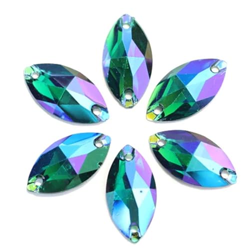 Strass-Steine mit Pferdeauge, Marquiseschliff, Kunstharz, zum Aufnähen, für Kleidung, Schuhe, Taschen, Blau, ZirkonAB, 6 x 12 mm, 100 Stück Strass-Steine mit Pferdeauge, Marquiseschliff, Kunstharz, zum Aufnähen, für Kleidung, Schuhe, Taschen, Blau, ZirkonAB, 6 x 12 mm, 100 Stück von OWEIEYEU