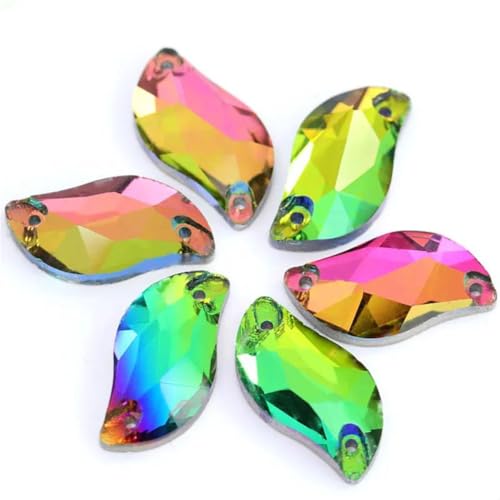 Strasssteine mit flacher Rückseite, Glasperlen, S-Blattform, Regenbogenfarben, zum Aufnähen, 6 x 12 mm, 72 Stück Strasssteine mit flacher Rückseite, Glasperlen, S-Blattform, Regenbogenfarben, zum Aufnähen, 6 x 12 mm, 72 Stück von OWEIEYEU