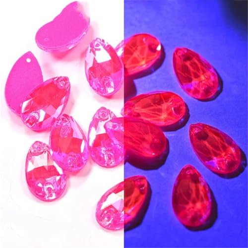 Strasssteine zum Aufnähen in Tropfenform, flache Rückseite, Glasstrass, fluoreszierend, Neon-Strass für Hochzeitskleid, RoséAB, 13 x 18 mm, 24 Stück Strasssteine zum Aufnähen in Tropfenform, flache Rückseite, Glasstrass, fluoreszierend, Neon-Strass für Hochzeitskleid, RoséAB, 13 x 18 mm, 24 Stück von OWEIEYEU