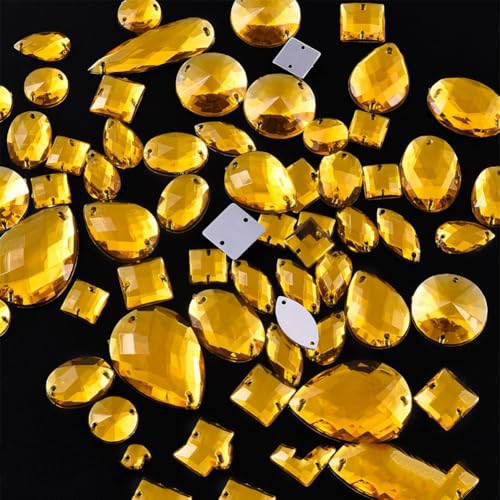 Strasssteine zum Aufnähen mit flacher Rückseite, Topas, Wassertropfen, Acryl, zum Aufnähen, für Kleidung, Schuhe, Taschen, oval, 13 x 18 mm, 100 Stück Strasssteine zum Aufnähen mit flacher Rückseite, Topas, Wassertropfen, Acryl, zum Aufnähen, für Kleidung, Schuhe, Taschen, oval, 13 x 18 mm, 100 Stück von OWEIEYEU