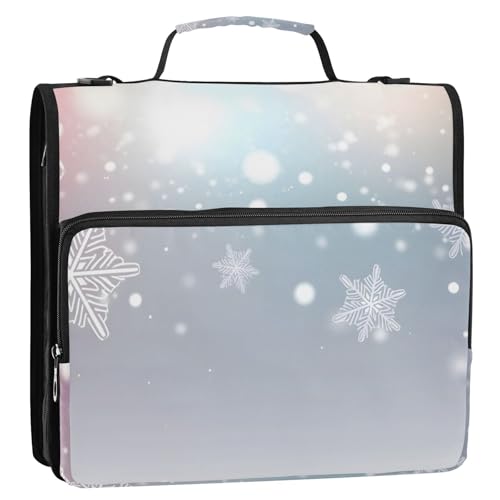 OWFKAY 3-Ringbuch-Tasche mit Reißverschluss, Farbverlauf, Schneeflocken, Organizer mit Schultergurt und Griff OWFKAY 3-Ringbuch-Tasche mit Reißverschluss, Farbverlauf, Schneeflocken, Organizer mit Schultergurt und Griff von OWFKAY