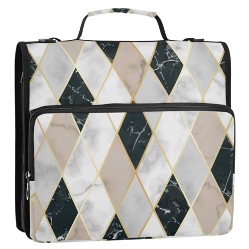 OWFKAY 3-Ringbuch-Tasche mit Reißverschluss, Marmor, 5 mehrere Taschen, Organizer mit Schultergurt und Griff OWFKAY 3-Ringbuch-Tasche mit Reißverschluss, Marmor, 5 mehrere Taschen, Organizer mit Schultergurt und Griff von OWFKAY