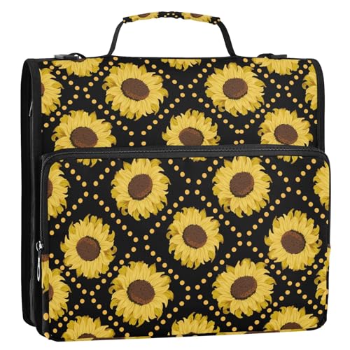 OWFKAY 3-Ringbuch-Tasche mit Reißverschluss, gelbe Erbsen und Sonnenblumen, Organizer mit mehreren Taschen, Schultergurt und Griff OWFKAY 3-Ringbuch-Tasche mit Reißverschluss, gelbe Erbsen und Sonnenblumen, Organizer mit mehreren Taschen, Schultergurt und Griff von OWFKAY