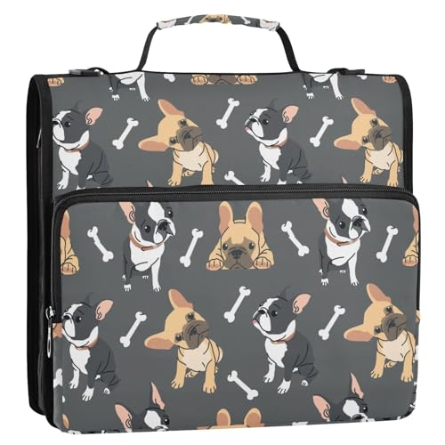 OWFKAY 3-Ringbuch-Tasche mit Reißverschluss, niedlicher schwarz-brauner Hund, Organizer mit Schultergurt und Griff OWFKAY 3-Ringbuch-Tasche mit Reißverschluss, niedlicher schwarz-brauner Hund, Organizer mit Schultergurt und Griff von OWFKAY