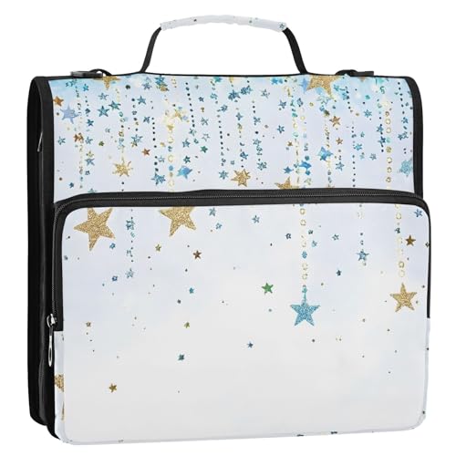 OWFKAY Ringbuch-Tasche mit Reißverschluss, Sternanhänger, mehrere Taschen, Organizer mit Schultergurt und Griff OWFKAY Ringbuch-Tasche mit Reißverschluss, Sternanhänger, mehrere Taschen, Organizer mit Schultergurt und Griff von OWFKAY