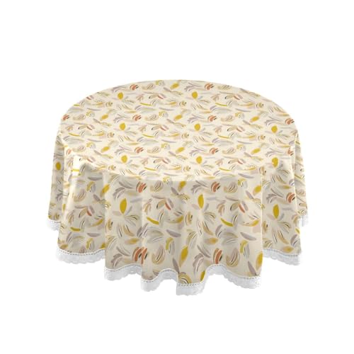 OWFKAY Runde Tischdecke, 150 cm Durchmesser, runde Tischdecke aus waschbarem Polyester, Esstischabdeckung für Café, Restaurant, Buffet, Tischdekoration, Bananenformen-Muster OWFKAY Runde Tischdecke, 150 cm Durchmesser, runde Tischdecke aus waschbarem Polyester, Esstischabdeckung für Café, Restaurant, Buffet, Tischdekoration, Bananenformen-Muster von OWFKAY