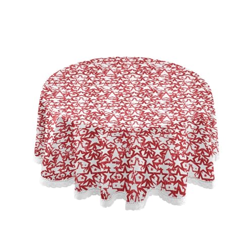 OWFKAY Runde Tischdecke, 150 cm Durchmesser, runde Tischdecke aus waschbarem Polyester, Esstischabdeckung für Café, Restaurant, Buffet, Tischdekoration, Retro-Sterne-Muster OWFKAY Runde Tischdecke, 150 cm Durchmesser, runde Tischdecke aus waschbarem Polyester, Esstischabdeckung für Café, Restaurant, Buffet, Tischdekoration, Retro-Sterne-Muster von OWFKAY
