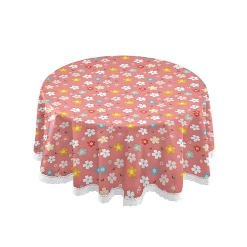 OWFKAY Runde Tischdecke, 150 cm Durchmesser, runde Tischdecke aus waschbarem Polyester, Esstischabdeckung für Café, Restaurant, Buffet, Tischdekoration, Sakura-Blumenmuster OWFKAY Runde Tischdecke, 150 cm Durchmesser, runde Tischdecke aus waschbarem Polyester, Esstischabdeckung für Café, Restaurant, Buffet, Tischdekoration, Sakura-Blumenmuster von OWFKAY