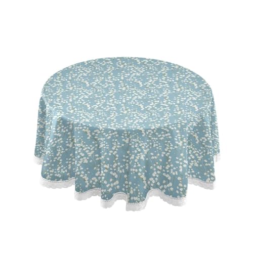 OWFKAY Runde Tischdecke, 150 cm Durchmesser, runde Tischdecke aus waschbarem Polyester, Esstischabdeckung für Café, Restaurant, Buffet, Tischdekoration, Schleierkrautenmuster OWFKAY Runde Tischdecke, 150 cm Durchmesser, runde Tischdecke aus waschbarem Polyester, Esstischabdeckung für Café, Restaurant, Buffet, Tischdekoration, Schleierkrautenmuster von OWFKAY