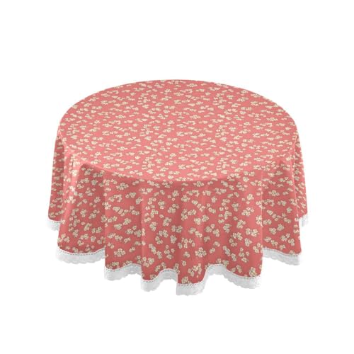 OWFKAY Runde Tischdecke, 150 cm Durchmesser, runde Tischdecke aus waschbarem Polyester, Esstischabdeckung für Café, Restaurant, Buffet, Tischdekoration, kleines Blumenmuster OWFKAY Runde Tischdecke, 150 cm Durchmesser, runde Tischdecke aus waschbarem Polyester, Esstischabdeckung für Café, Restaurant, Buffet, Tischdekoration, kleines Blumenmuster von OWFKAY