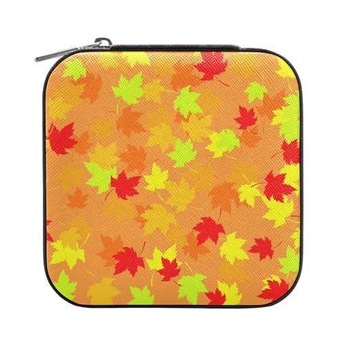 OWFKAY Schmuckschatulle für Damen, PU-Leder, Schmuckhalter, kleiner Schmuck-Organizer für Mädchen, Ehefrau, Mutter, Herbstblätter, Ahornblatt OWFKAY Schmuckschatulle für Damen, PU-Leder, Schmuckhalter, kleiner Schmuck-Organizer für Mädchen, Ehefrau, Mutter, Herbstblätter, Ahornblatt von OWFKAY