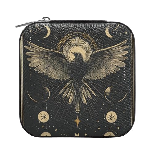 OWFKAY Schmuckschatulle für Damen, PU-Leder, Schmuckhalter, kleiner Schmuck-Organizer für Mädchen, Ehefrau, Mutter, Vogel, Sonne, Planet OWFKAY Schmuckschatulle für Damen, PU-Leder, Schmuckhalter, kleiner Schmuck-Organizer für Mädchen, Ehefrau, Mutter, Vogel, Sonne, Planet von OWFKAY