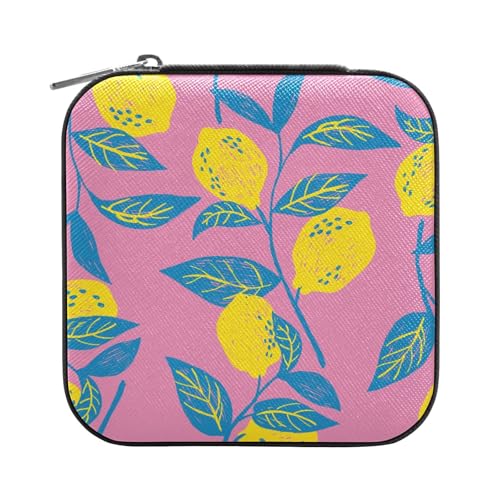 OWFKAY Schmuckschatulle für Damen, PU-Leder, Schmuckhalter, kleiner Schmuck-Organizer für Mädchen, Ehefrau, Mutter, frische saftige gelbe Zitronen OWFKAY Schmuckschatulle für Damen, PU-Leder, Schmuckhalter, kleiner Schmuck-Organizer für Mädchen, Ehefrau, Mutter, frische saftige gelbe Zitronen von OWFKAY