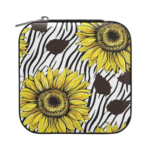 OWFKAY Schmuckschatulle für Damen, PU-Leder, Schmuckhalter, kleiner Schmuck-Organizer für Mädchen, Ehefrau, Mutter, gelbe Sonnenblumenfeld OWFKAY Schmuckschatulle für Damen, PU-Leder, Schmuckhalter, kleiner Schmuck-Organizer für Mädchen, Ehefrau, Mutter, gelbe Sonnenblumenfeld von OWFKAY