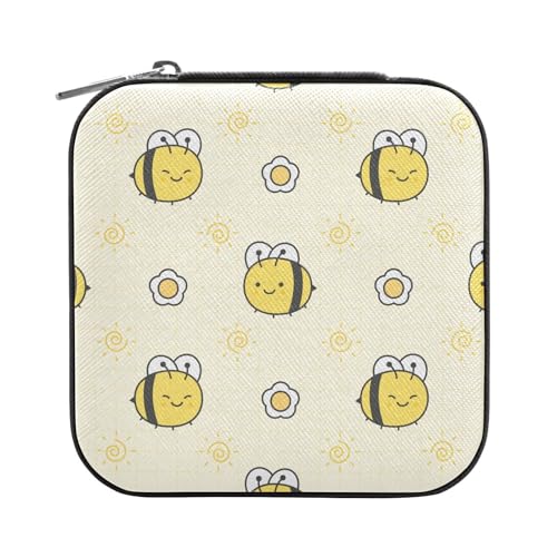 OWFKAY Schmuckschatulle für Damen, PU-Leder, Schmuckhalter, kleiner Schmuck-Organizer für Mädchen, Ehefrau, Mutter, gelbe süße Biene OWFKAY Schmuckschatulle für Damen, PU-Leder, Schmuckhalter, kleiner Schmuck-Organizer für Mädchen, Ehefrau, Mutter, gelbe süße Biene von OWFKAY