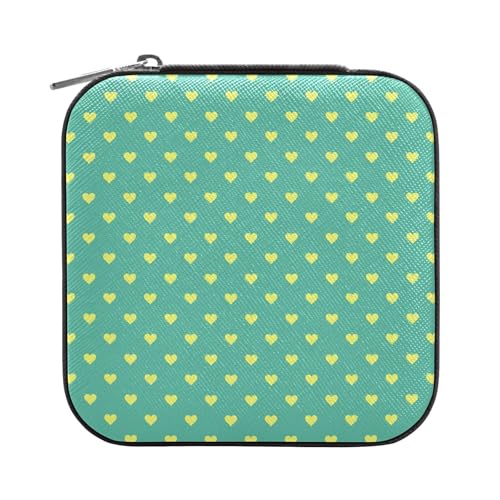 OWFKAY Schmuckschatulle für Damen, PU-Leder, Schmuckhalter, kleiner Schmuck-Organizer für Mädchen, Ehefrau, Mutter, romantische gelbe Herzen OWFKAY Schmuckschatulle für Damen, PU-Leder, Schmuckhalter, kleiner Schmuck-Organizer für Mädchen, Ehefrau, Mutter, romantische gelbe Herzen von OWFKAY