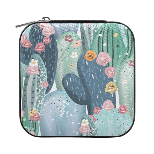 OWFKAY Schmuckschatulle für Damen, PU-Leder, Schmuckhalter, kleiner Schmuck-Organizer für Mädchen, Ehefrau, Mutter, schöne Sukkulenten, Kakteen und gelbe Blumen OWFKAY Schmuckschatulle für Damen, PU-Leder, Schmuckhalter, kleiner Schmuck-Organizer für Mädchen, Ehefrau, Mutter, schöne Sukkulenten, Kakteen und gelbe Blumen von OWFKAY