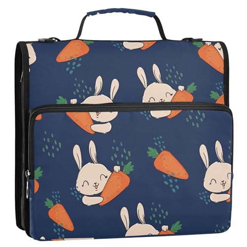 OWFKAY Tasche mit 3 Ringbüchern mit Reißverschluss, Hasen lieben Karotten, mehrere Taschen, Organizer mit Schultergurt und Griff OWFKAY Tasche mit 3 Ringbüchern mit Reißverschluss, Hasen lieben Karotten, mehrere Taschen, Organizer mit Schultergurt und Griff von OWFKAY