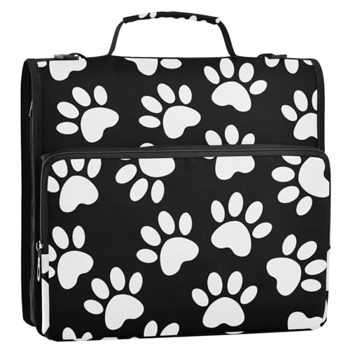 OWFKAY Tasche mit 3 Ringbüchern mit Reißverschluss, Haustierpfotenabdruck, 5 mehrere Taschen, Organizer mit Schultergurt und Griff OWFKAY Tasche mit 3 Ringbüchern mit Reißverschluss, Haustierpfotenabdruck, 5 mehrere Taschen, Organizer mit Schultergurt und Griff von OWFKAY