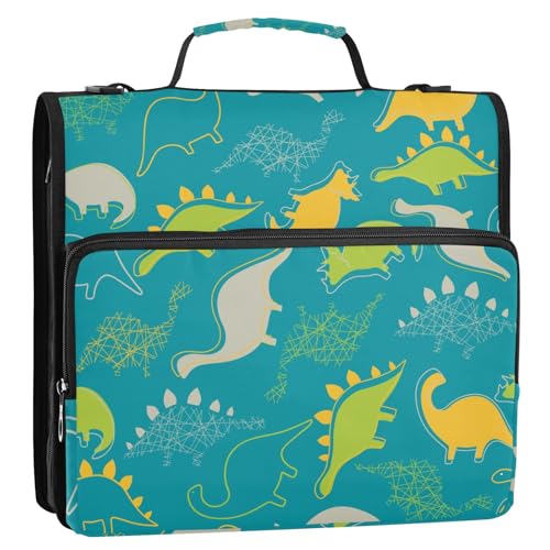 OWFKAY Tasche mit 3 Ringbüchern mit Reißverschluss, handgezeichnete Linie, Dinosaurier, mehrere Taschen, Organizer mit Schultergurt und Griff OWFKAY Tasche mit 3 Ringbüchern mit Reißverschluss, handgezeichnete Linie, Dinosaurier, mehrere Taschen, Organizer mit Schultergurt und Griff von OWFKAY