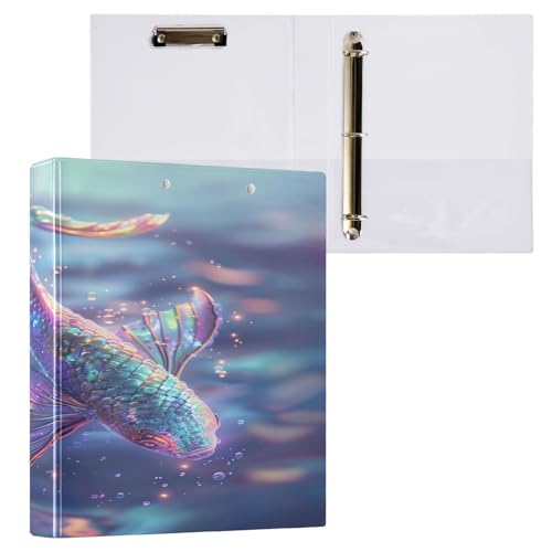 Ringbuch mit 3 Ringen, 3,8 cm, mit Klemmbrett für Schul/Bürobedarf, bunte Fisch-Aktenordner, Organizer, hält 200 Blatt mit Innentaschen von OWFKAY