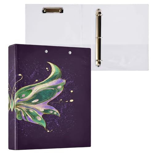 Ringbuch mit 3 Ringen, 3,8 cm, mit Klemmbrett für Schul/Bürobedarf, eleganter Schmetterlings-Ordner, Organizer, hält 200 Blatt mit Innentaschen, 1 Stück von OWFKAY
