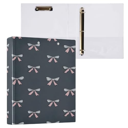 Ringbuch mit 3 Ringen, 3,8 cm, mit Klemmbrett für Schul/Bürobedarf, niedliches Schleifenmuster, Aktenordner, Organizer, hält 200 Blatt mit Innentaschen, 1 Stück Ringbuch mit 3 Ringen, 3,8 cm, mit Klemmbrett für Schul/Bürobedarf, niedliches Schleifenmuster, Aktenordner, Organizer, hält 200 Blatt mit Innentaschen, 1 Stück von OWFKAY