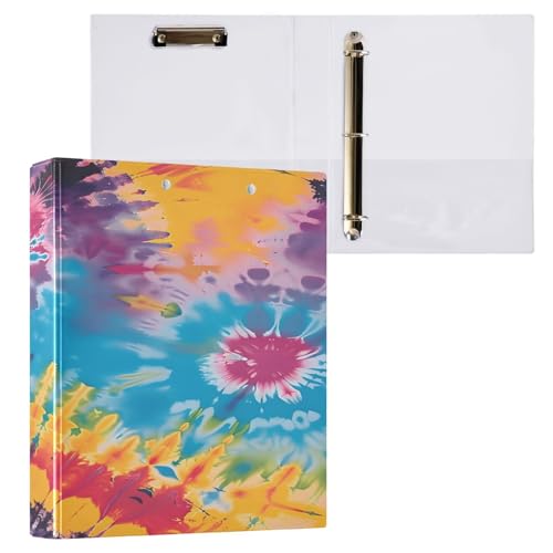 Ringbuch mit 3 Ringen, 3,8 cm, mit Klemmbrett für Schul/Bürobedarf, schöne Batikfarbe, Ordner, Organizer, hält 200 Blatt mit Innentaschen Ringbuch mit 3 Ringen, 3,8 cm, mit Klemmbrett für Schul/Bürobedarf, schöne Batikfarbe, Ordner, Organizer, hält 200 Blatt mit Innentaschen von OWFKAY