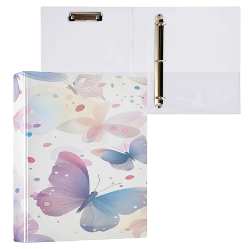 Ringbuch mit 3 Ringen, 3,8 cm, mit Klemmbrett für Schul/Bürobedarf, schöne Schmetterlinge, Ordner, Organizer, hält 200 Blatt mit Innentaschen von OWFKAY