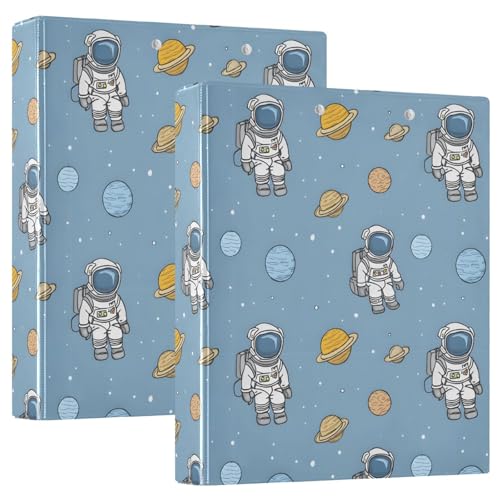 Ringbuch mit 3 Ringen, 3,8 cm, mit Klemmbrett für Schul-/Bürobedarf, Astronau-Planeten, Muster, Aktenordner, Organizer, hält 200 Blatt mit Innentaschen, 1 Stück von OWFKAY