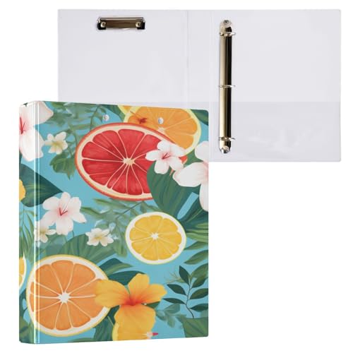 Ringbuch mit 3 Ringen, 3,8 cm, mit Klemmbrett für Schul-/Bürobedarf, Blumenmuster, Orange, Ordner, Organizer, hält 200 Blatt, mit Innentaschen von OWFKAY