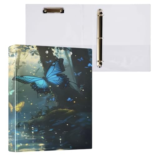Ringbuch mit 3 Ringen, 3,8 cm, mit Klemmbrett für Schul-/Bürobedarf, Dreamy Butterfly, Ordner, Organizer, hält 200 Blatt mit Innentaschen, 1 Stück von OWFKAY