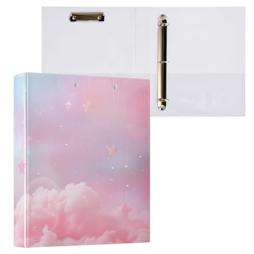 Ringbuch mit 3 Ringen, 3,8 cm, mit Klemmbrett für Schul-/Bürobedarf, Dreamy Soft Cloud File Storage Binder Organizer für 200 Blatt mit Innentaschen von OWFKAY